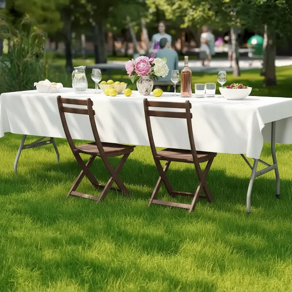 Granite White Bi-Fold Plastic Folding Event Table with Carrying Handle – Seats up to 10