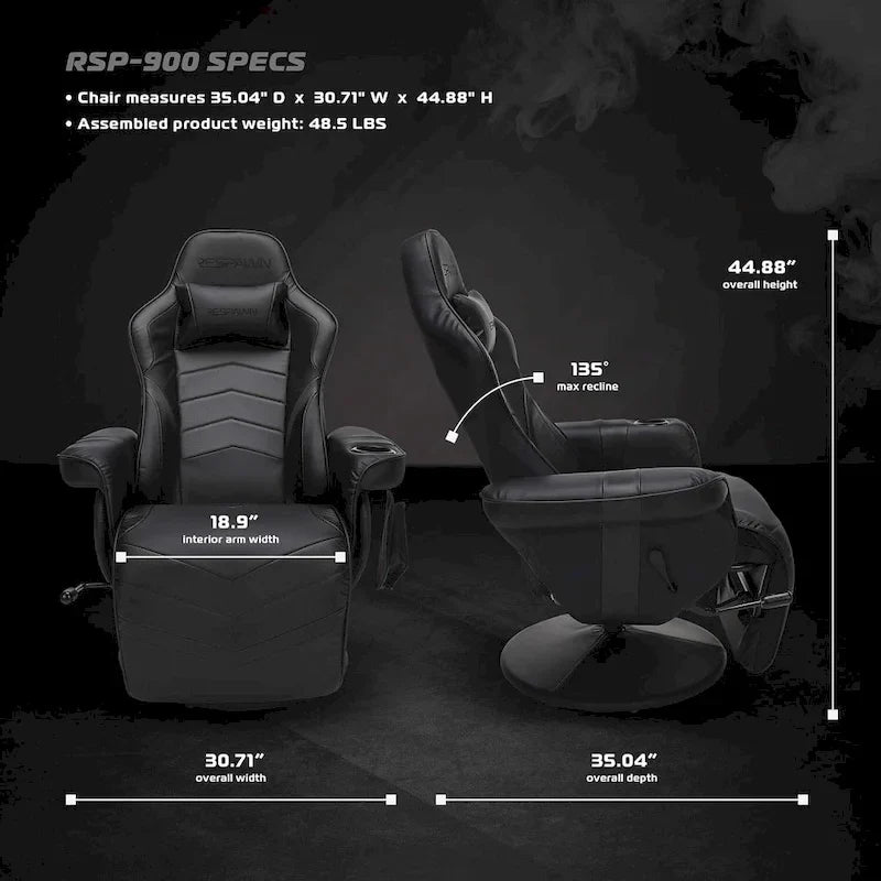Fauteuil inclinable de jeu RESPAWN 900 - Fauteuil de jeu inclinable avec repose-pieds, Fauteuil inclinable de jeu