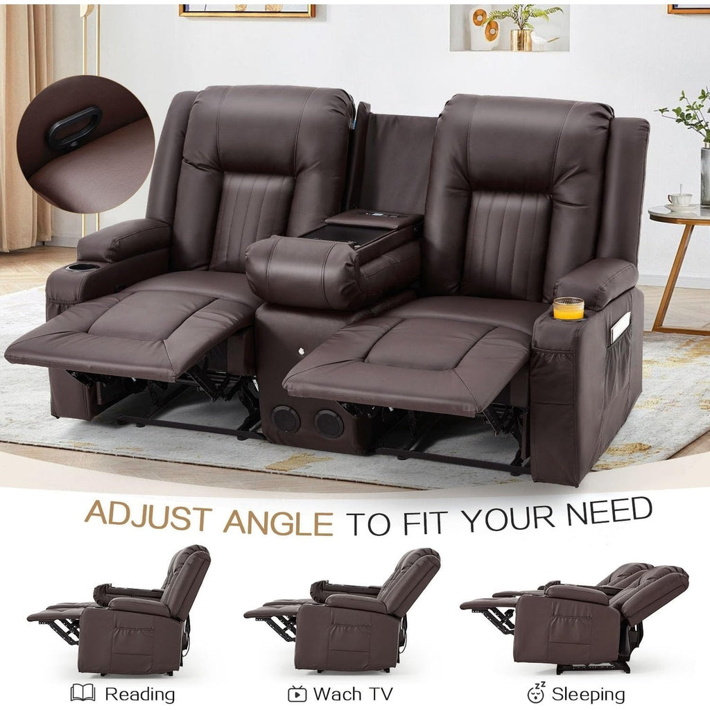 Canapé inclinable manuel AECOJOY pour VR, siège de cinéma maison en PU avec console