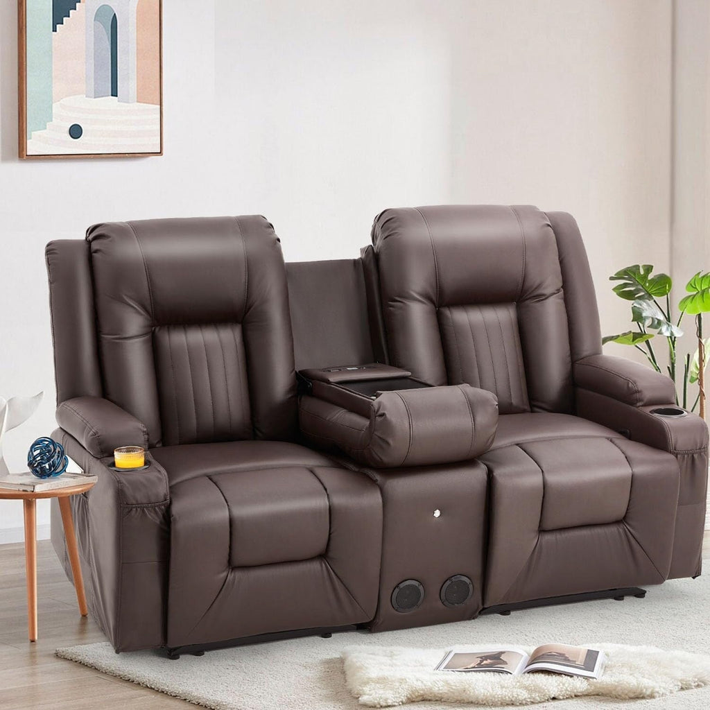 Canapé inclinable manuel AECOJOY pour VR, siège de cinéma maison en PU avec console