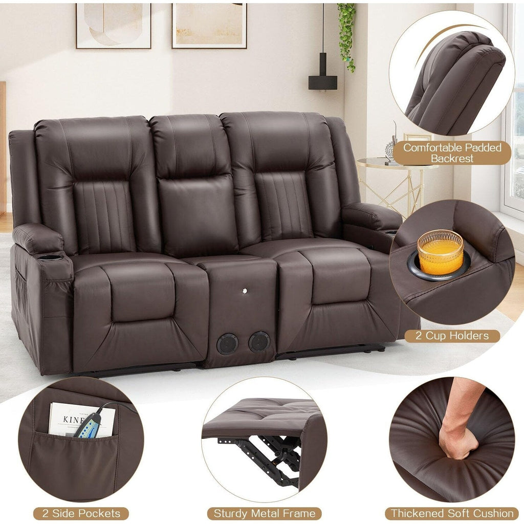 Canapé inclinable manuel AECOJOY pour VR, siège de cinéma maison en PU avec console