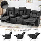 Canapé inclinable manuel AECOJOY pour VR, siège de cinéma maison en PU avec console
