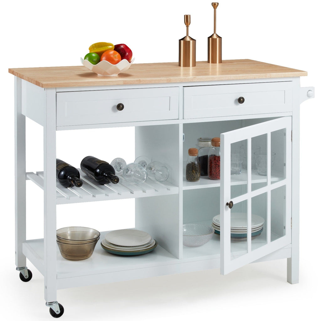 AVAWING 42 Îlot de cuisine roulant Meuble micro-ondes Chariot de service