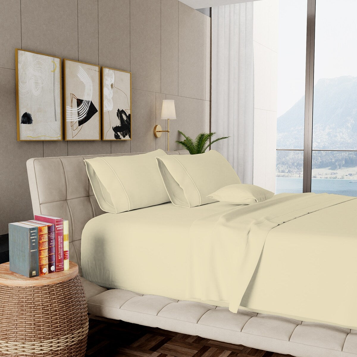 Parure de draps de luxe en coton égyptien ultra-doux et soyeux Aireolux 1000 fils/pouce²