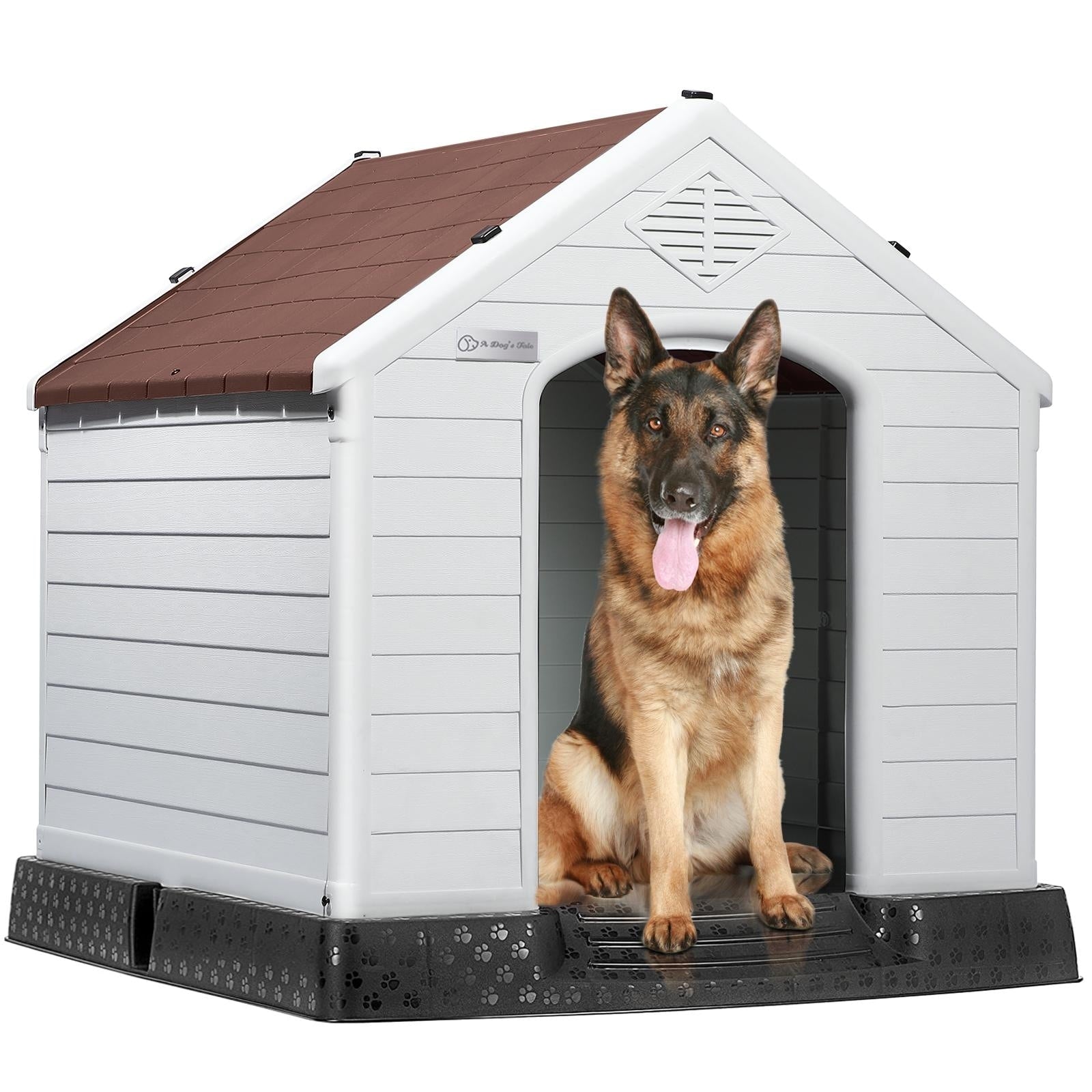 Niche pour chien en plastique BOSSIN, pour chiens de petite à grande taille, abri isolé intérieur/extérieur avec plancher surélevé