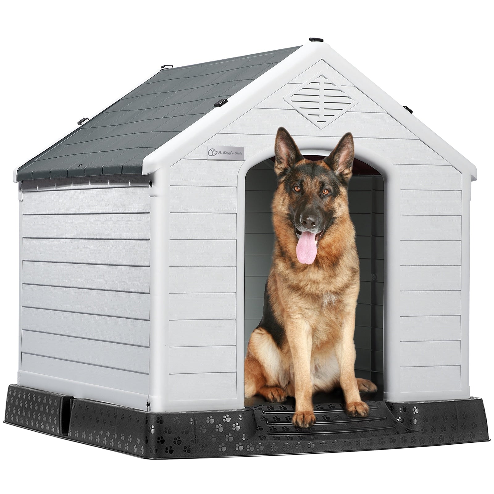 Niche pour chien en plastique BOSSIN, pour chiens de petite à grande taille, abri isolé intérieur/extérieur avec plancher surélevé