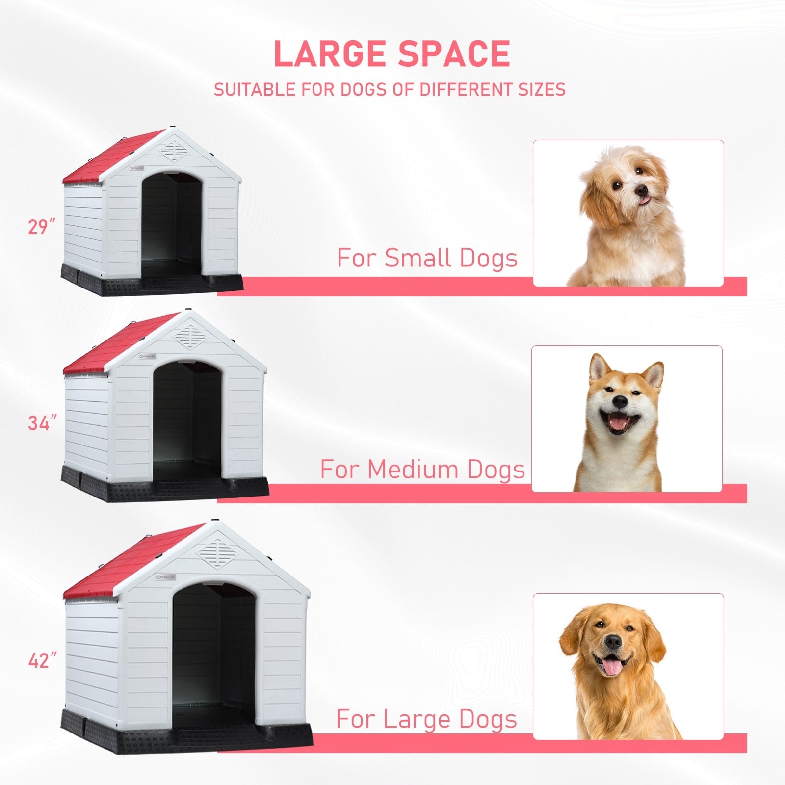 Niche pour chien en plastique BOSSIN, pour chiens de petite à grande taille, abri isolé intérieur/extérieur avec plancher surélevé