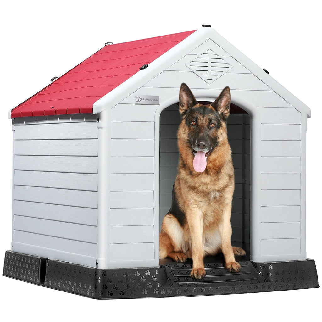 Niche pour chien en plastique BOSSIN, pour chiens de petite à grande taille, abri isolé intérieur/extérieur avec plancher surélevé
