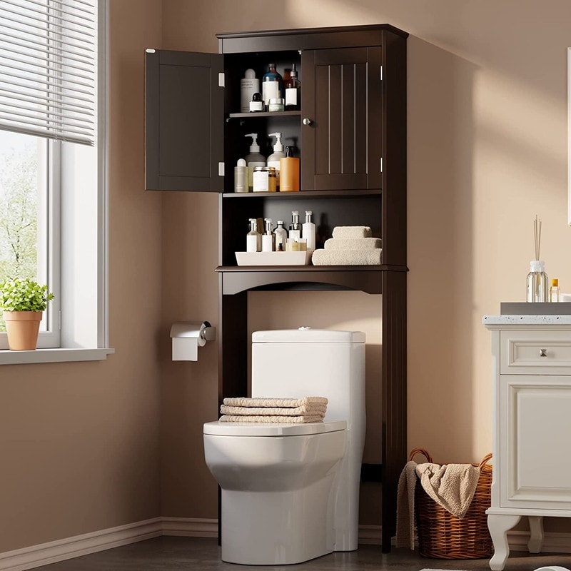 Meuble de rangement de salle de bain, Meuble de rangement WC, Étagère de salle de bain au-dessus des toilettes, Étagère WC gain de place