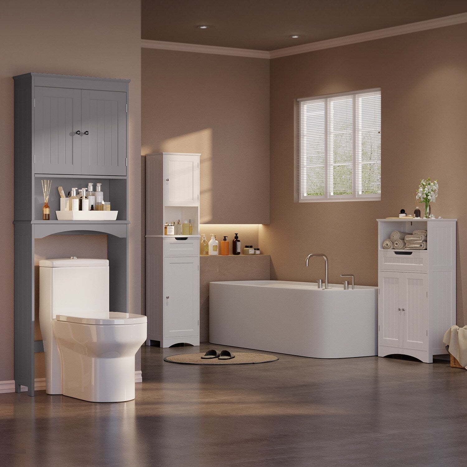 Meuble de rangement de salle de bain, Meuble de rangement WC, Étagère de salle de bain au-dessus des toilettes, Étagère WC gain de place