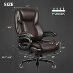 Chaise de bureau de direction Bossin grande taille et forte, 500 lb, avec support lombaire réglable, chaise ergonomique en cuir PU à dossier haut pour ordinateur