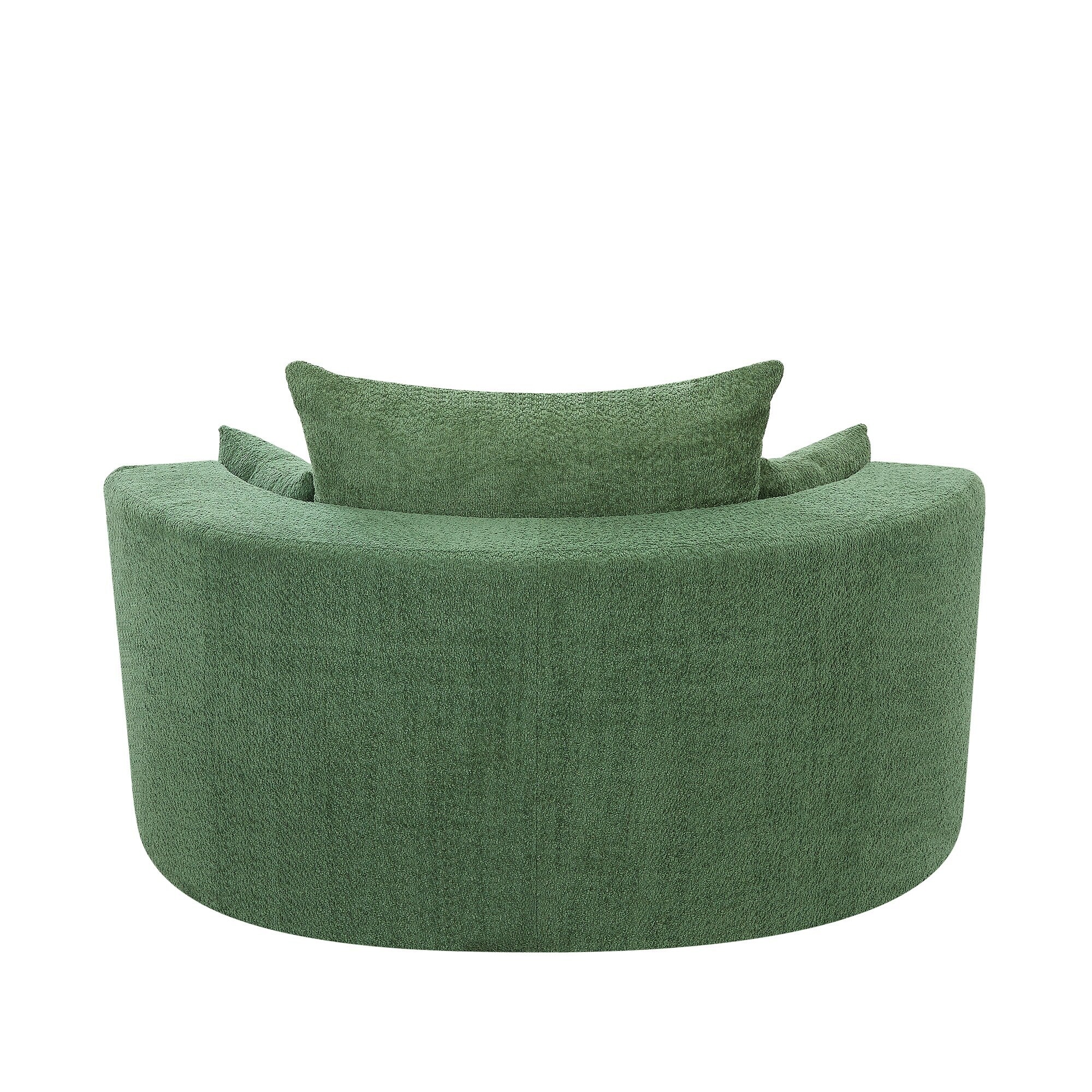 Fauteuil baril accent en chenille, Fauteuil de salon, Fauteuil rond avec base pivotante à 360 degrés et 3 coussins amovibles