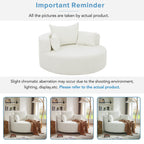Fauteuil baril accent en chenille, Fauteuil de salon, Fauteuil rond avec base pivotante à 360 degrés et 3 coussins amovibles