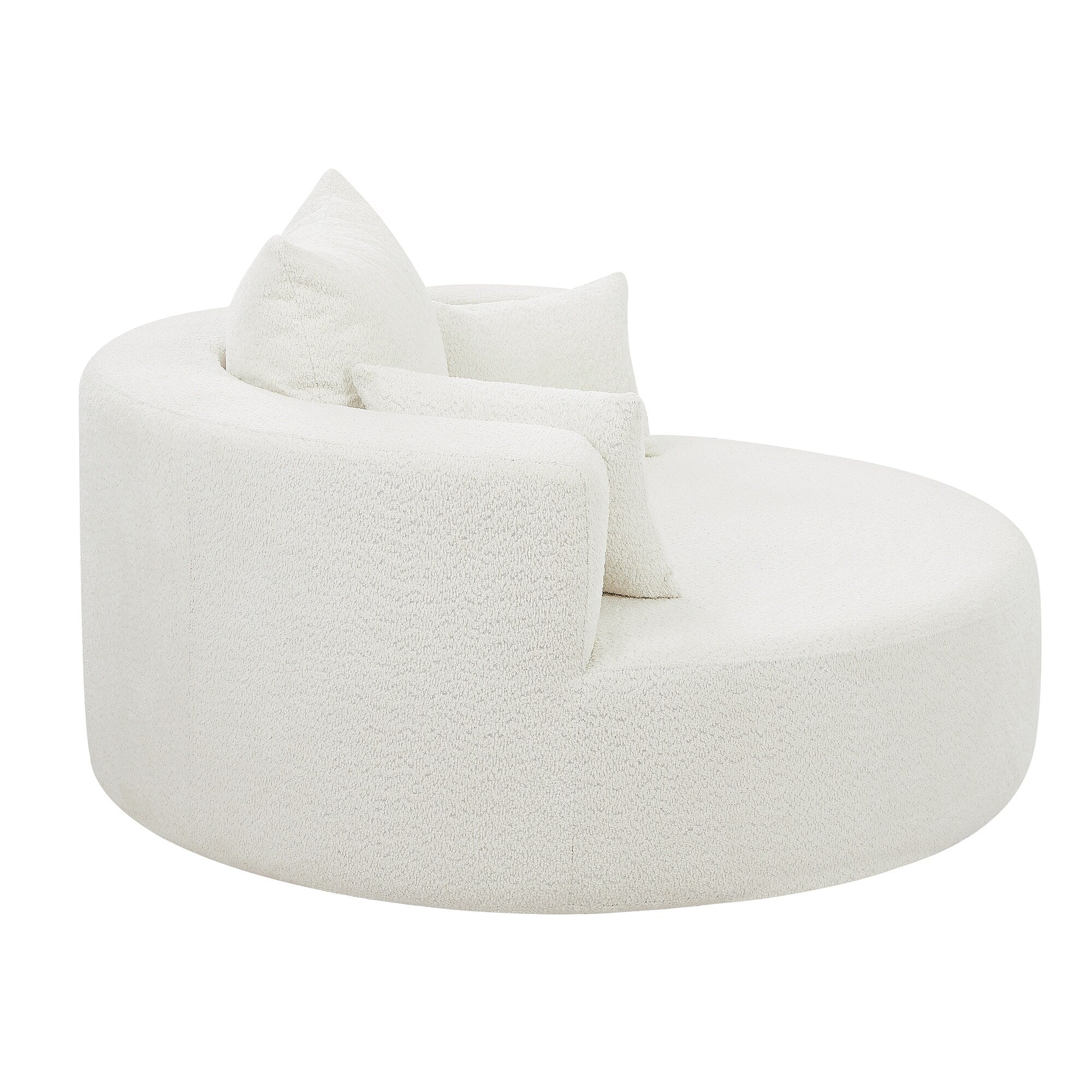 Fauteuil baril accent en chenille, Fauteuil de salon, Fauteuil rond avec base pivotante à 360 degrés et 3 coussins amovibles