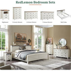 Commode en bois de style campagnard, 5 tiroirs, 122 cm de hauteur, pour chambre à coucher