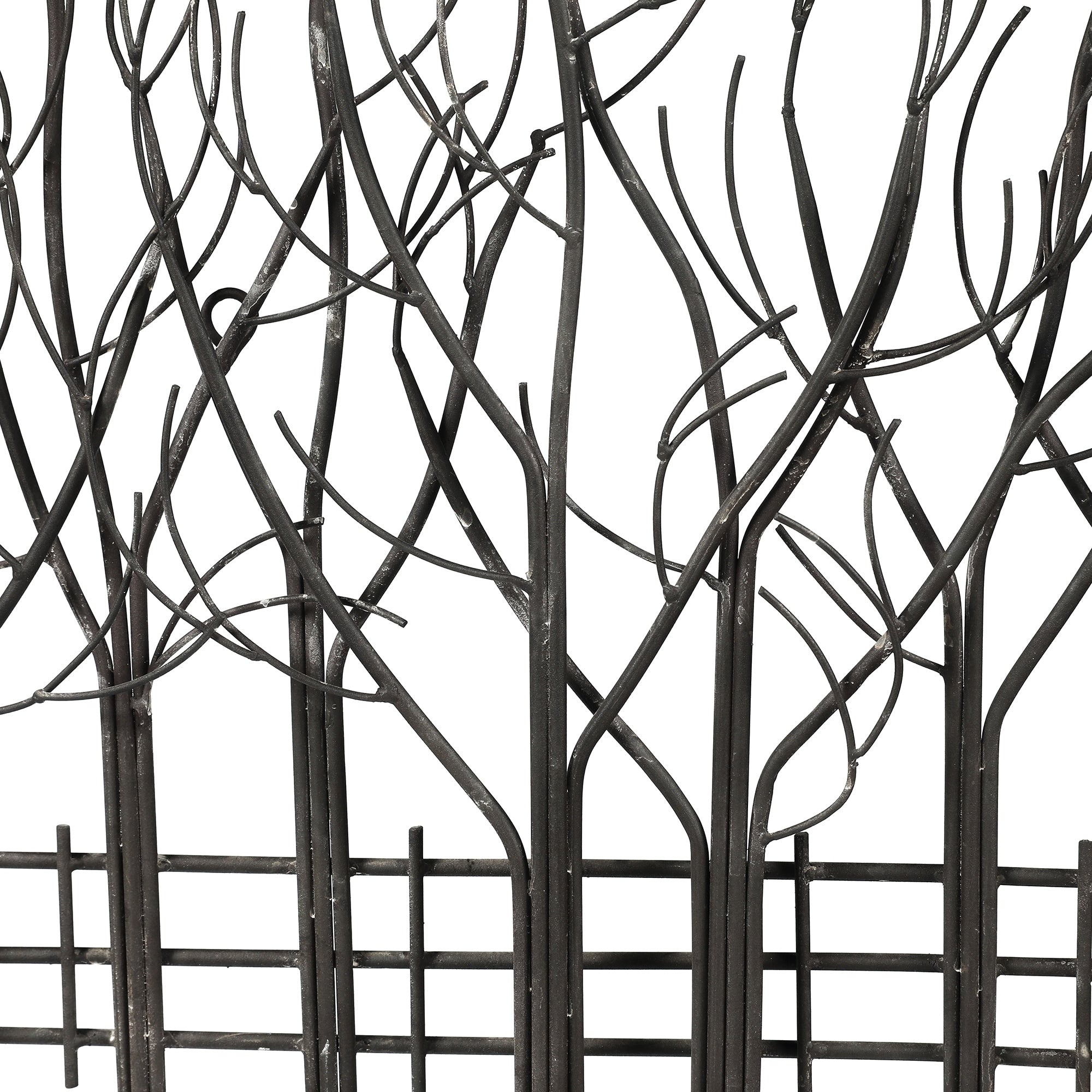 Décoration murale en métal noir : Champ d'arbres
