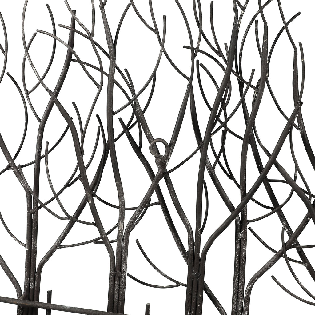 Décoration murale en métal noir : Champ d'arbres