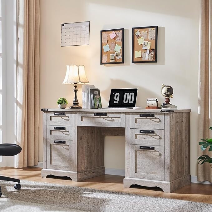 Bureau de direction de ferme de 60 po, Bureau d'ordinateur de maison en bois